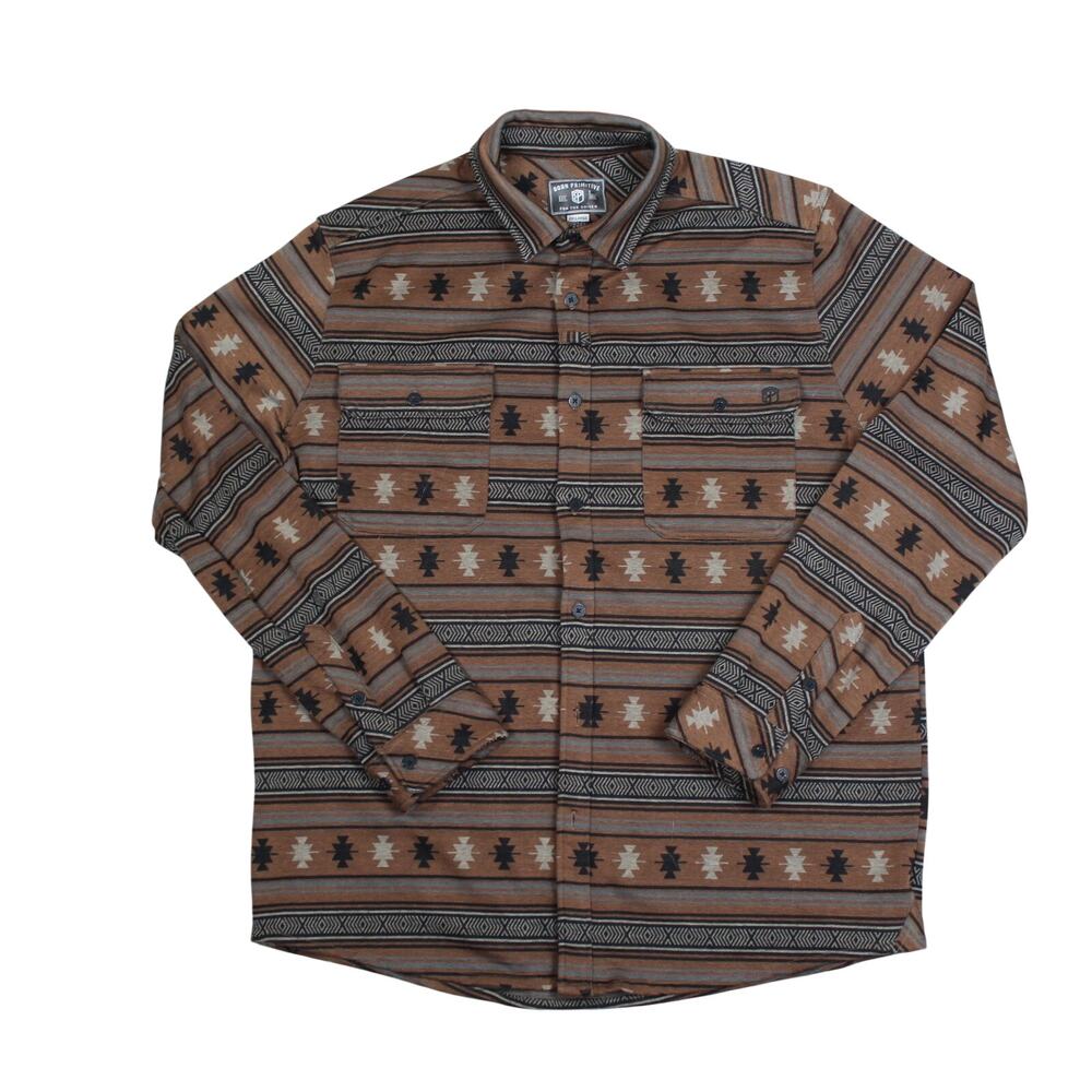 Born Primitive Shirt Mens 2XL Brown Western Button Up Heavyweight Shacket